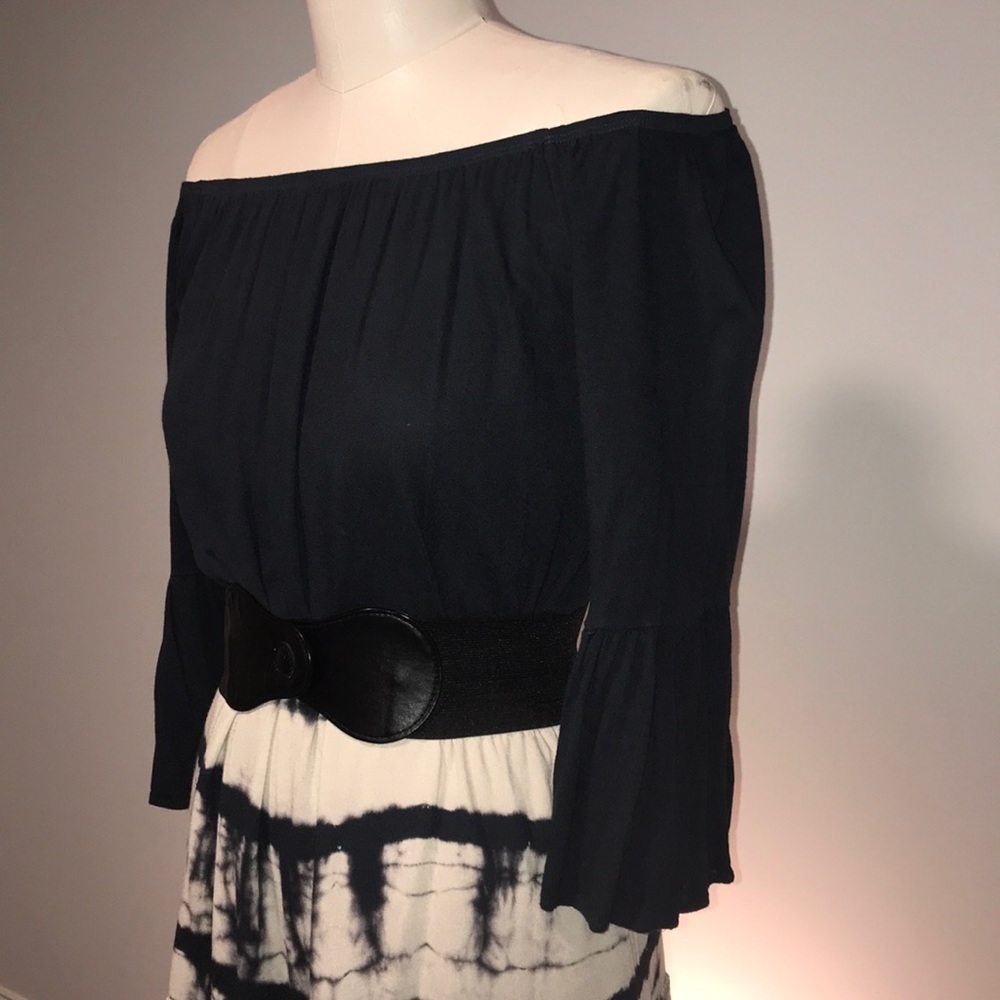 Tinley dark gray tie dye off shoulder dress▪️ sz L - Picture 4 of 8